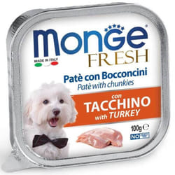 Pâté et morceaux de dinde fraîche Monge Dog 100 g