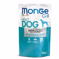 Monge Dog Grill Adult Morceaux de morue à la morue 100g Monge Grill est un aliment humide complet sans céréales pour chiens a ...