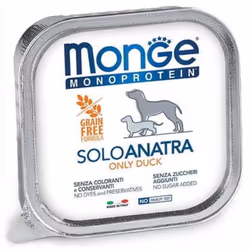 Monge Dog Monoprotein Solo Canard 150g Aliment complet hypoallergénique sous forme de délicieux pâté de canard , destiné aux ...