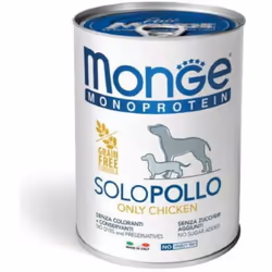 Monge Dog Monoprotein Solo Poulet 400g Aliment complet hypoallergénique sous forme de délicieux pâté de poulet , destiné aux  ...