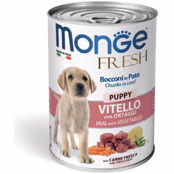 Monge Puppy Fresh pâté de veau aux légumes 400g Monge Fresh est un aliment humide complet, sans céréales, pour chiots de tout ...