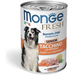 Pâté de dinde fraîche aux légumes pour chien senior Monge 400 g