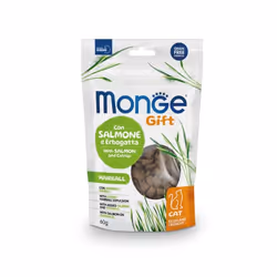 Monge Gift, Adulte, Toutes races, Herbes à chat, Saumon, 60 g, Sans grain, Antioxydants inclus