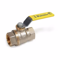 Robinet à boisseau sphérique en laiton nickelé, avec des connexions FF. Dado® GIACOMINI-R950 avec levier JAUNE Convient aux s ...