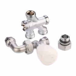 Robinet monotube à 4 voies Spécial rénovation Thermostatisable Douille auto-étanche Livré avec les deux adaptateurs pour la c ...