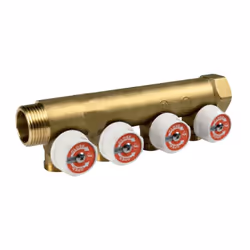 Collecteur modulaire simple Giacomini, pour installations sanitaires, avec vannes d'arrêt, en laiton. Dimensions 3/4" x 16 /4 ...