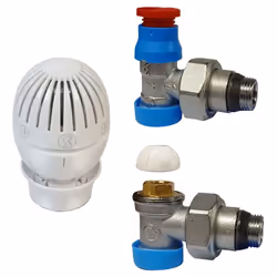 Kit vanne et coude de réglage Giacomini pour radiateur est conçu pour l'amélioration énergétique des radiateurs, offrant un c ...