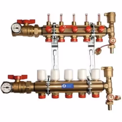Collecteur KITR553FK prémonté avec débitmètre, 6 départs. Collecteurs et pilotage pour plancher chauffant Kit collecteur prém ...