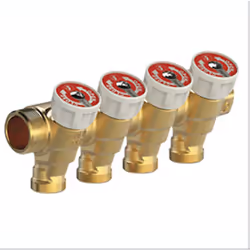 Collecteur avec robinet d'arrêt pour eau sanitaire Giacomini R585C Avec la série de collecteurs modulaires R585C (avec robine ...