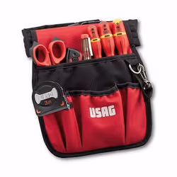 Usag 007 MLE, Ceinture d'outils, Noir, Rouge, Tissu, 4 pochettes, 250 mm, 280 mm