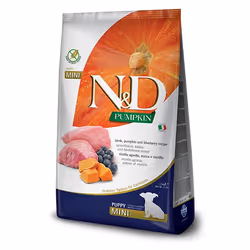 Farmina Pet Food N&D Pumpkin, Chiot, Mini (5 - 10kg), Myrtille, Agneau, Courge, 7 kg