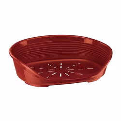 Corbeille en plastique pour chats et petits chiens au design élégant et moderne, coloris bordeaux, avec perforation pour une  ...