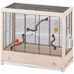 Giulietta est une cage au design minimaliste en bois conçue pour accueillir les canaris et les oiseaux exotiques. Le bois uti ...