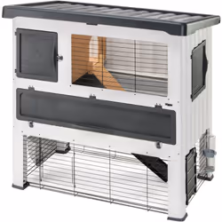 Grand Lodge 140 est une cage lapin et cochon d'Inde solide et spacieuse à deux niveaux qui peut être utilisée à l'extérieur.  ...