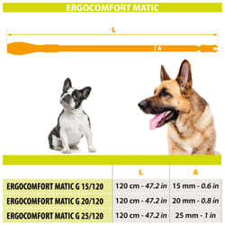 Ergofluo Matic G Laisse Pour Chiens Avec Mousqueton Automatique Innovant Et Poignée Rembourrée. Différentes Tailles Et Couleurs.. Variante G25/120 - Mesures: 25 Mm X L 120 Cm - Orange - Orange - Ferplast