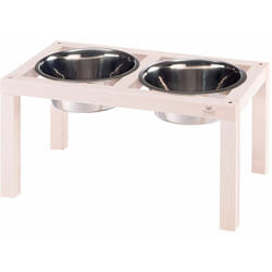 Ferplast - desco wood Porte-gamelles en bois avec gamelles en acier inoxydable pour chiens et chats. Trois tailles.. Variante 05 - Misure: 47.8 x