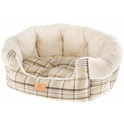 Etoile Couchette en tissu et fourrure écologique pour chiens et chats. Tailles variées.. Variante 4 - Mesures: 60 x 50 x h 21 cm - Beige - Beige
