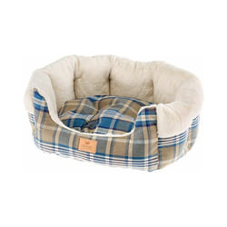 Etoile Couchette en tissu et fourrure écologique pour chiens et chats. Tailles variées.. Variante 2 - Mesures: 45 x 46 x h 20 cm - Bleu - Bleu