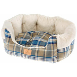 Etoile Couchette en tissu et fourrure écologique pour chiens et chats. Tailles variées.. Variante 6 - Mesures: 72 x 62 x h 22 cm - Bleu - Bleu