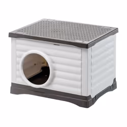 La niche d'extérieur Petvilla 60 est fabriquée en résine thermoplastique robuste, résistante aux chocs et aux UV. Son grand v ...