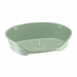 Corbeille en plastique pour chiens au design élégant et moderne, coloris vert, avec perforation pour une bonne aération, anti ...