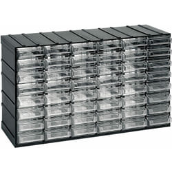 Unité de stockage en plastique modulaire l 382 x p 148 x h 230 mm avec 48 tiroirs transparents - Noir