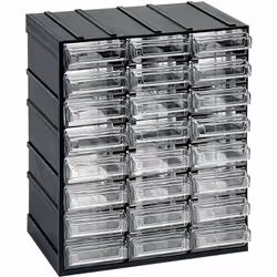 Unité de stockage modulaire en plastique L 192 x P 148 x H 230 mm avec 24 tiroirs transparents La gamme d'unités de stockage ...