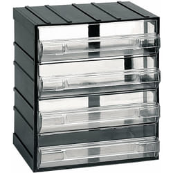 Artplast - Unité de stockage modulaire en plastique l 192 x p 148 x h 230 mm avec 4 tiroirs transparents - Noir