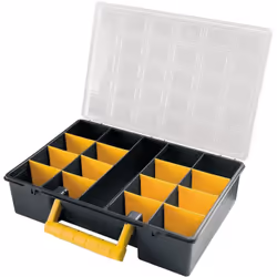 Organisateur en plastique L362 X P250 X H85 mm avec séparateurs amovibles, couvercle transparent La gamme de petits outils de ...
