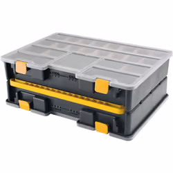 Organisateur en plastique double L 443 x P 317 x H 160 mm avec séparateurs amovibles, couvercle transparent La gamme de petit ...