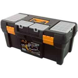 Dema - Boîte à outils en polypropylène 23 'l 580 x p 280 x h 250 mm, 4 organisateurs sur la couverture + plateau intérieur - Noir jaune