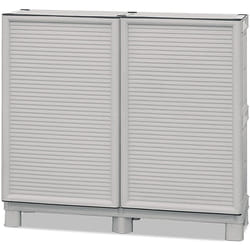 Armoire à pleine hauteur en polypropylène, avec portes bleues l 1000 x p 390 x h 920 mm - Gris foncé
