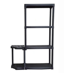 Tagère de Rangement 4 niveaux Porte-Balai Noire Polypropylène Résistant Art Plast