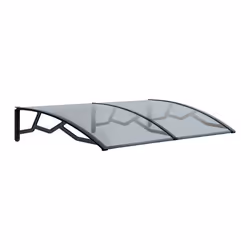 Auvent de Porte dEntrée et fenêtre 100 x 145 cm - Polycarbonate Anti UV Marquise dentrée Bras Polypropylène Art Plast