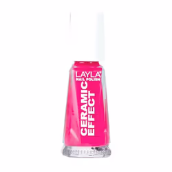 Layla Cosmetics Smalto Layla Ceramic Effect, 10 ml, Rose, Light Pink Fluo, Coloration, Gloss, Bouteille
