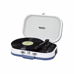 Trevi TT 1020 BT, Tourne-disque à entraînement direct, Semi-automatique, Bleu, Blanc, 33,45,78 tr/min, Rotatif, 3,5 mm