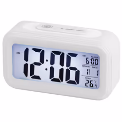 Trevi SLD 3068 S, Réveil numérique, Rectangle, Blanc, 12/24h, F, °C, LCD