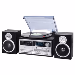 Trevi TT 1072, Tourne-disque à entraînement direct, Semi-automatique, Noir, Argent, 33,45,78 tr/min, Rotatif, CD, Radio, Vale ...