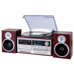 Trevi TT 1072 DAB, Tourne-disque à entraînement direct, Semi-automatique, Bois, 33,45,78 tr/min, Rotatif, CD, Cassette, Radio ...