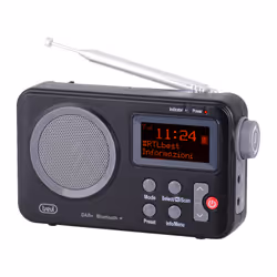 Trevi DAB 7F80 R, Portable, DAB, DAB+, FM, MP3, Noir, Gris, Monochromatique, Rotatif