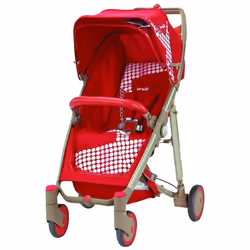 Brevi Crystal Paseggino 233, Ciel de lit, Poussette classique, Roues pleines, Pliable, Rouge