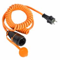 Rallonge spirale Electraline 01745-IP44 1 mètre Electraline 01745-IP44 Câble de rallonge spiralé de 1 mètre avec prise Schuko ...