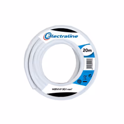 Electraline 3G1mm2 20m câble multibrins H05VV-F blanc - 11725 Le câble H05VV-F peut être utilisé pour alimenter de petits app ...