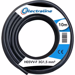 Câble Electraline H05VV-F 3GX1,5 couleur noir - 11761 Échelle 1 par 10 mètres