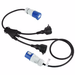 Rallonge Electraline - 46152 - 3 prises Schuko + 1 prise CEE - Câble néoprène 15m - IP44 - 16A