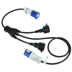 Rallonge Electraline - 46152 - 3 prises Schuko + 1 prise CEE - Câble néoprène 15m - IP44 - 16A