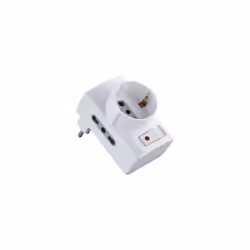 Adaptateur de prise 10A + 2 prises bypass 2P+T et 1 prise schuko permettant de brancher des prises 16A sur des prises 10A