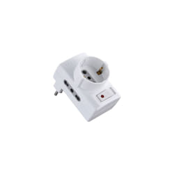 Rosi - Adaptateur de prise 10A + 2 prises bypass 2P+T et 1 prise schuko permettant de brancher des prises 16A sur des prises 10A