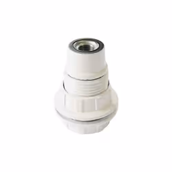 Douille pour ampoule E14 Electraline. Douille E14 blanche filetée avec 2 bagues, diamètre 10, 60W, 2A, 250V référence 70127.  ...