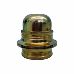 Douille pour ampoule E27 Electraline. Douille E27 or filetée avec 2 bagues, diamètre 10, 150W, 4A, 250V référence 70129. - Po ...